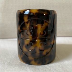 Tory Burch Logo Resin Tortoise Cuff Bracelet
